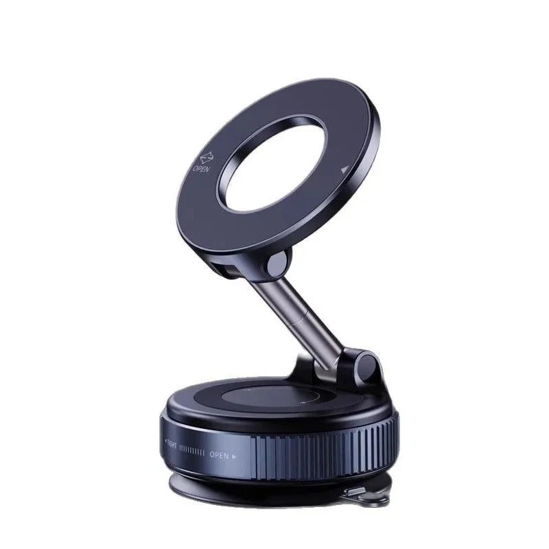 Upgraded Foldable Magnetic Car Phone Holder – N52 Magnet, 360° Rotatable, Dashboard Suction Cup, ABS, with Wrench & Mount Pad
