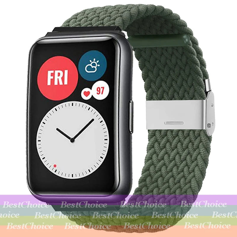 Nylon Braided Watch Strap for Huawei Watch Fit 3 Elastic Loop for Huawei Watch Fit 2 1Adjustable Band Bracelet Metal Connector