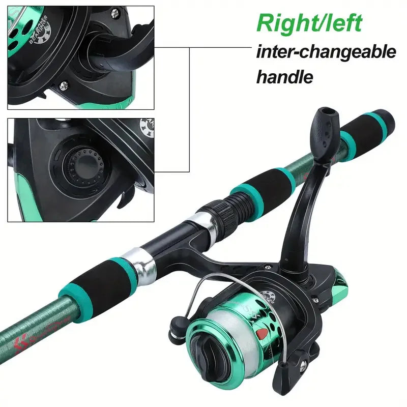 BRAVMACK Travel Telescopic Fishing Rod Full Kit Spinning Reel Baits Hooks Portable Outdoor Angling Pole Set