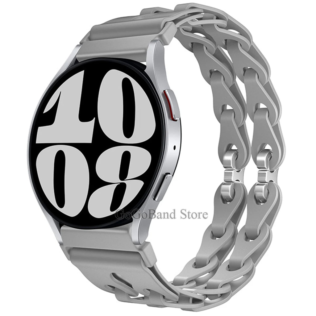 22mm 20mm Chain Strap for Samsung Galaxy Watch 7 6 5 4 6Classic Silicone Band for Huawei GT4 3Pro for Amazfit GTR 4/GTS Bracelet