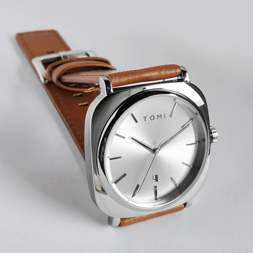 TOMI Men's Fashion Business Design Watch Square Small Disc Watch High Quality Minimalist Design Elegant Men's Watch Quartz Watch