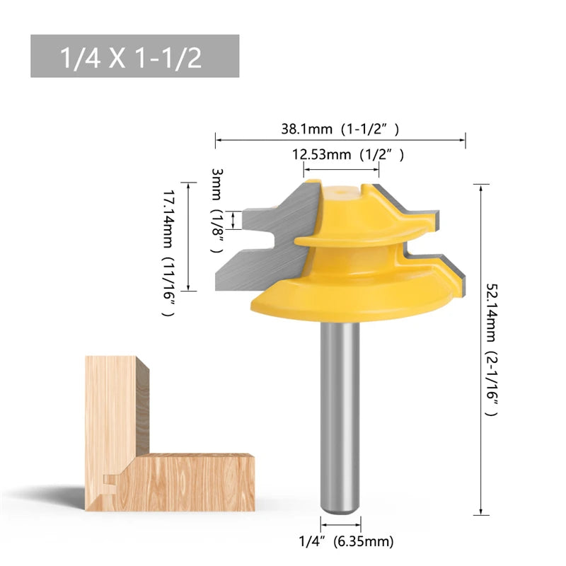 45 Degree Milling Knife Durable Splicing Woodworking Milling Cutter Slotting Smooth Trimming Machine Tool Head 1pc