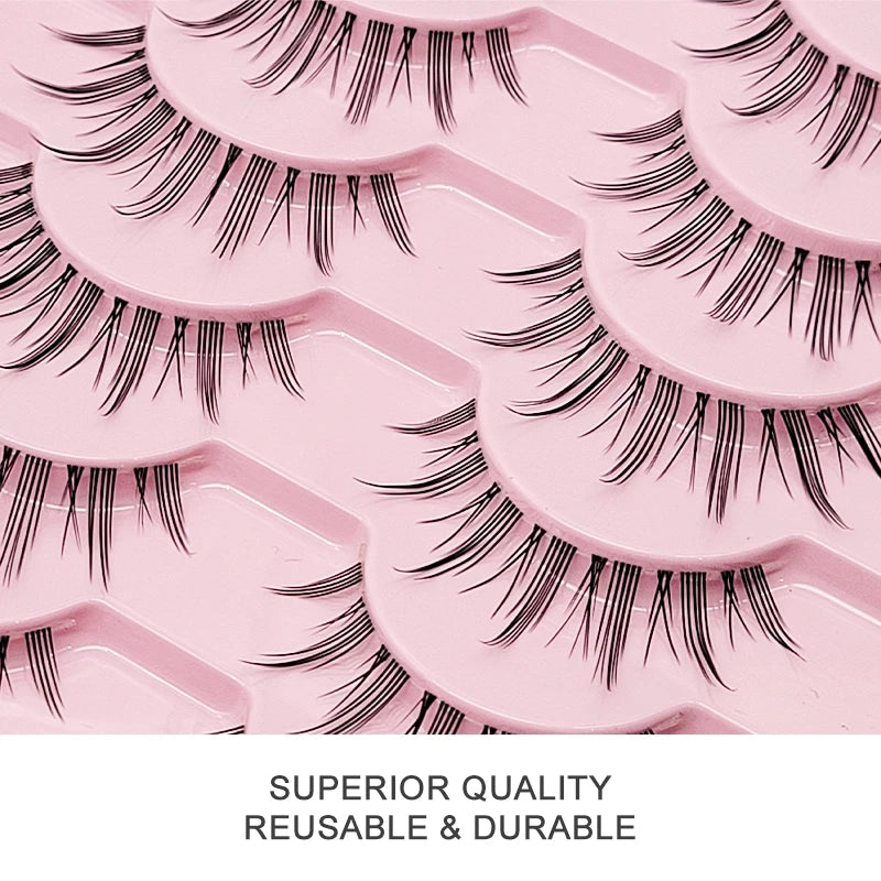 10 Pairs Natural Lashes Manga Full Strip Lashes Makeup Bulk Wholesale Dropshipping Eyelash Extension Lashes Anime False Eyelash
