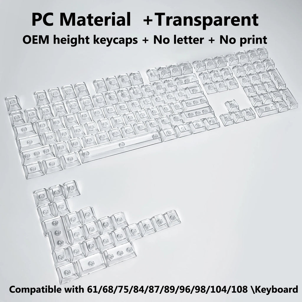 132 Keys Transparent Keycaps with Multi-Language English/ Korea /Russian for Mechanical Keyboard AK820 Pro Clear/ Misty Surface