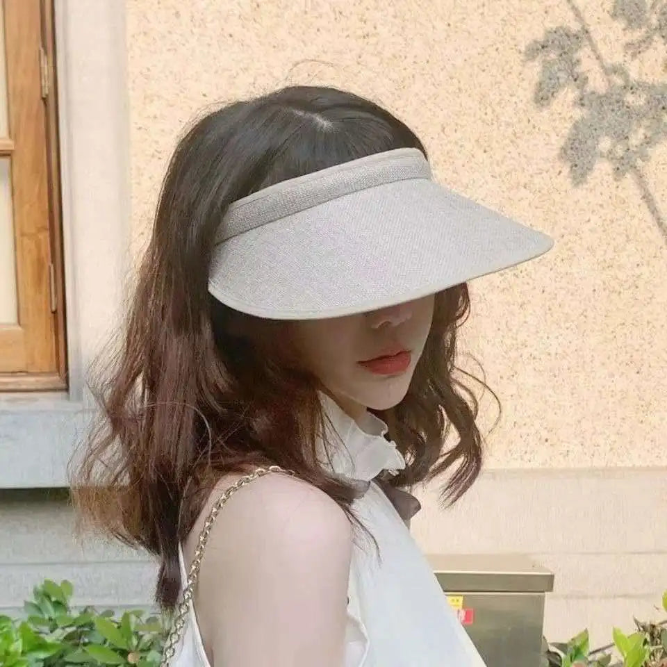 Fashion Simple Topless Hat Lady Outdoor Sunscreen UV Big Brim Sun Sports Visor Hat Running Caps Tennis Parent-child Beach Hat