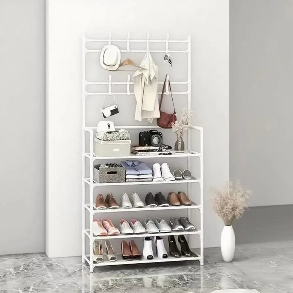 Entryway Shoe Rack Organizer Large Capacity, Multi-Functional Storage Shelf for Shoes Bags Slippers, Home Organization Rack