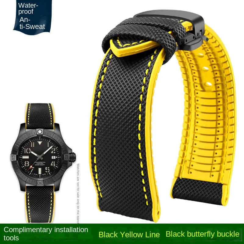 For Longines Seiko water ghost Hamilton series nylon rubber Bottom watch strap 20mm 22mm 23 Strap Men soft Waterproof Wrist Band