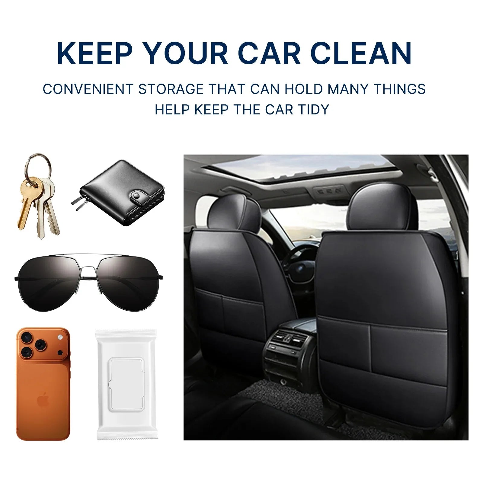 Universal Leather Car Seat Covers for SUVs  Sedans Trucks Breathable Elegant Easy-Clean Comfortable Fit Airbag Port Waterproof
