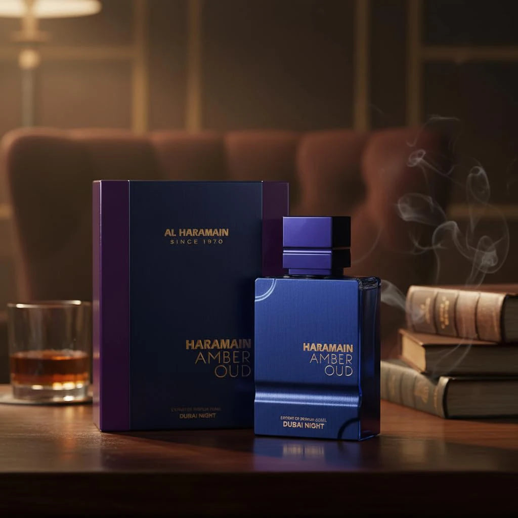 AL HARAMAIN Amber Oud Dubai Night Oud Men's Cologne — Amber Woody Fragrance for Men, Long-Lasting, 60ml