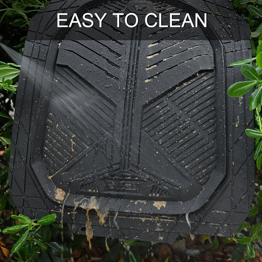 Heavy Duty Rubber Car Mats 2-Piece Front, Deep-Dish All Weather, Universal Fit, Anti-Slip, Black
