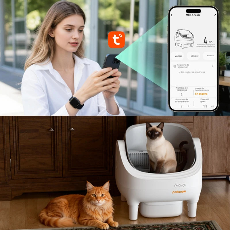 Pokpaw Automatic Self-cleaning Litter Box for Cats – 76L Large Smart Cat Toilet Open Sandbox for Cat Pet Supplies