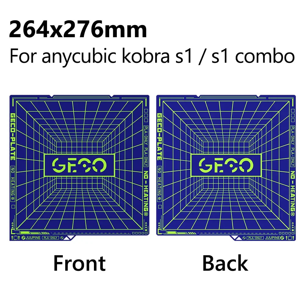JUUPINE GECO PLA Plate For Bambu Lab Build Plate H2D/H2S/P2S/X1/P1/A1/K2 PLUS/Centauri Carbon Upgrades Cold Plate Super Adhesion