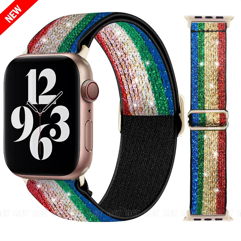 Scrunchie Strap for Apple watch Ultra 49mm band 45mm 44/46mm 41mm Adjustable Nylon Loop bracelet iWatch serie se 6 7 8 9 10 11