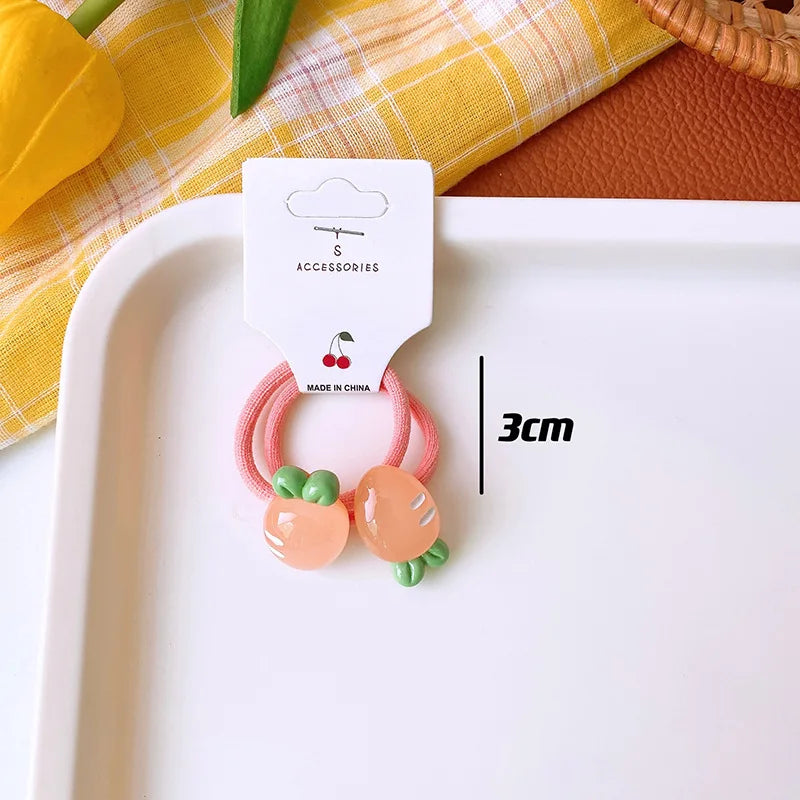 Sweet Fruity Semi Transparent Cartoon Hair Ties Girls High Stretch Cute Design Soft Elastic Children Hair Accessories