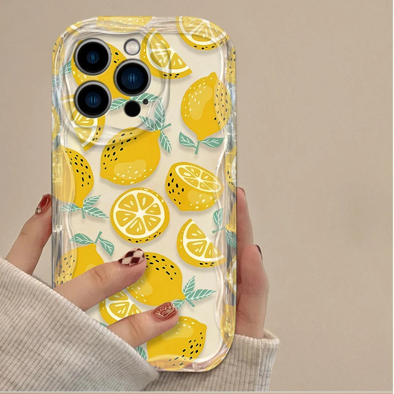 Summer Fruit Lemon Flower 3D Clear Case For iPhone 18 17 16 16E 15 14 13 12 11 Pro Max X XS XR 17 Air Silicone Cover