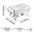SucceBuy 8 Qt 4 Pack Chafing Dish Buffet Set Stainless Steel Chafer with 2 Full Size and 4 Half Size Pans Catering Warmer Server