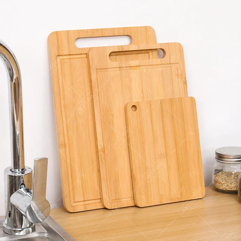WXCOO Double-sided Cutting Board Kitchen Stainless Steel or Natural Bamboo Chopping Board for Fruit Meat Vegetable Cutting Board
