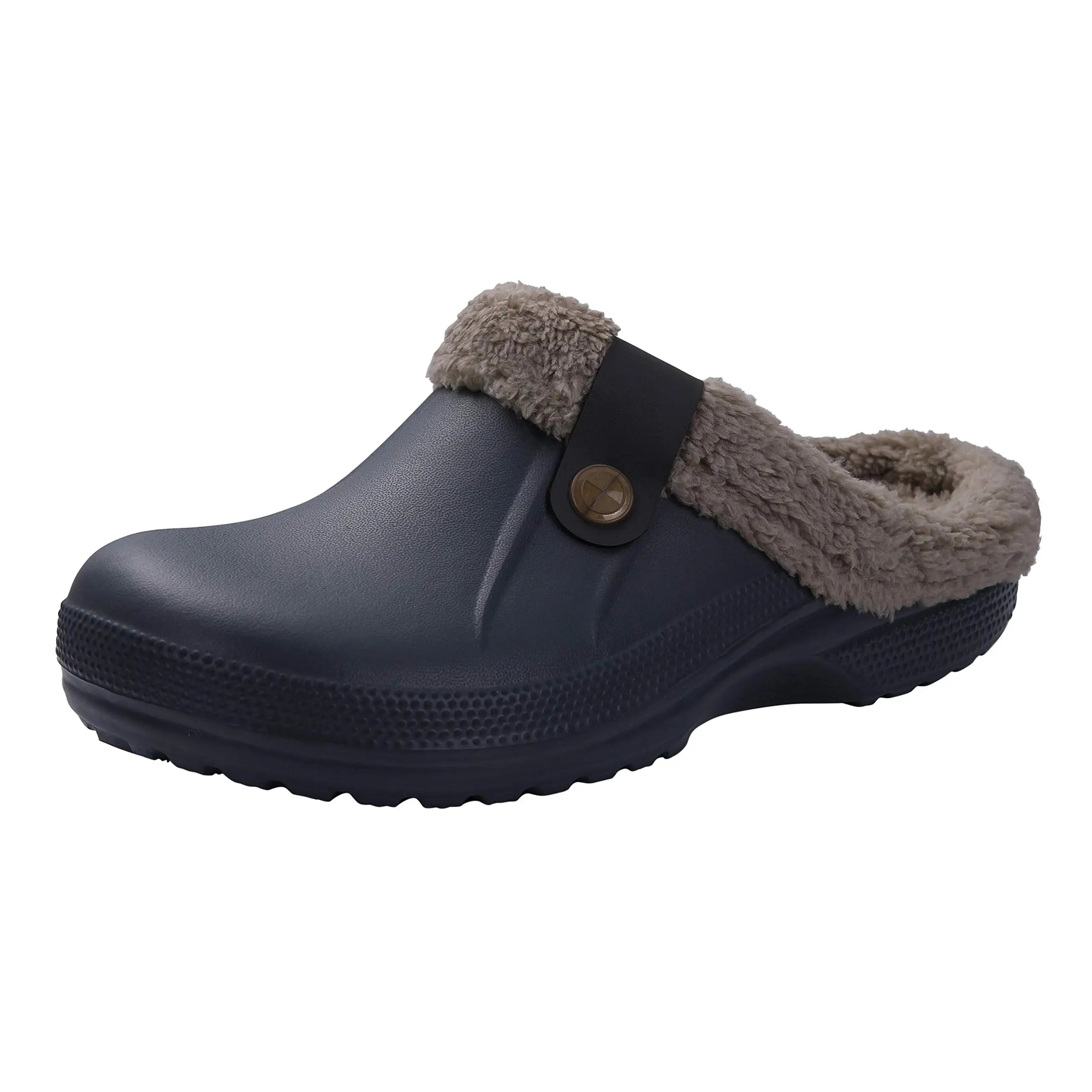 Comwarm Winter New Fuzzy House Slippers For Women Men Waterproof Garden Shoes Soft Plush Slippers Outdoor Warm Furry Clogs Slide