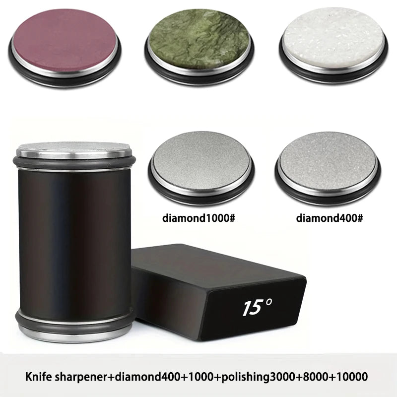 Rolling Knife Sharpener For Straight Edge Knife Sharpener Kit With 15/20° Degree Magnetic Angle For Kitchen Knives Whetstone Set