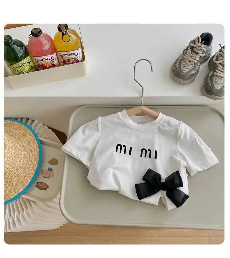 Summer Children Short Sleeve T-shirt for Girls Letter Printing Girls T Shirt Girls Tops Tees Cartoon Kids Clothes 2-8Year child