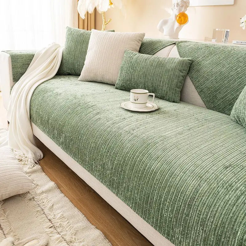 Solid Color Chenille Sofa Towel Thick Universal Sectional Sofa Cover Modern Furniture Dustproof Cover L-shape Couch Covers