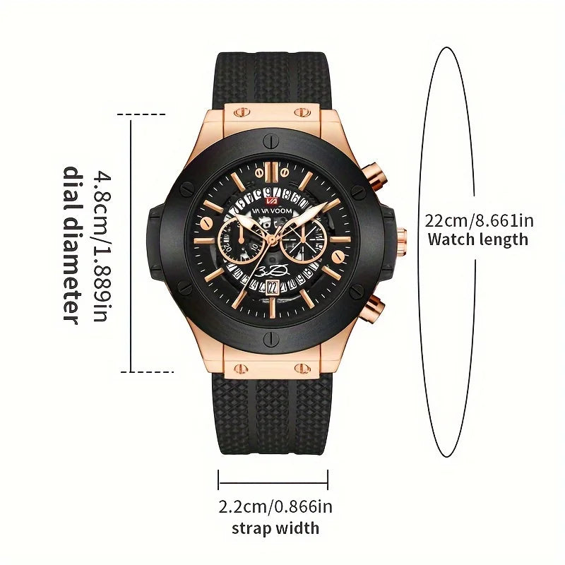 2023 New Men's Watch Top Brand Luxury Sports Silicone Strap Japanese Movement Calendar Quartz Waterproof Watch Relogio Masculino