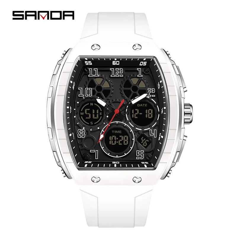 SANDA 6157 Luxury Men's Electronic Watch Sport Type Multi Functional Waterproof LED Fashion Trend Student Electronic Watch