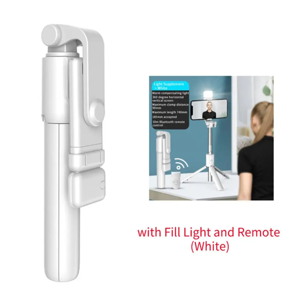 Wireless Selfie Stick Phone Holder Retractable Multifunctional 74cm Mini Tripod With LED Selfie Light & Bluetooth Remote Shutter