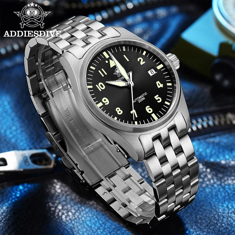 ADDIESDIVE Watches For Men Luxury Business Leisure Automatic Mechanical Men's Watch Fluorescent Waterproof 8215 316L Stainless
