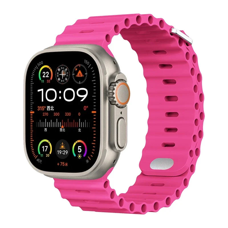 Ocean Silicone Strap For Apple Watch UItra 3 1 2 49mm 10 9 8 7 11 46mm 42mm 45mm 41mm Bracelet Wristband iWatch 6 5 4 SE3 44mm