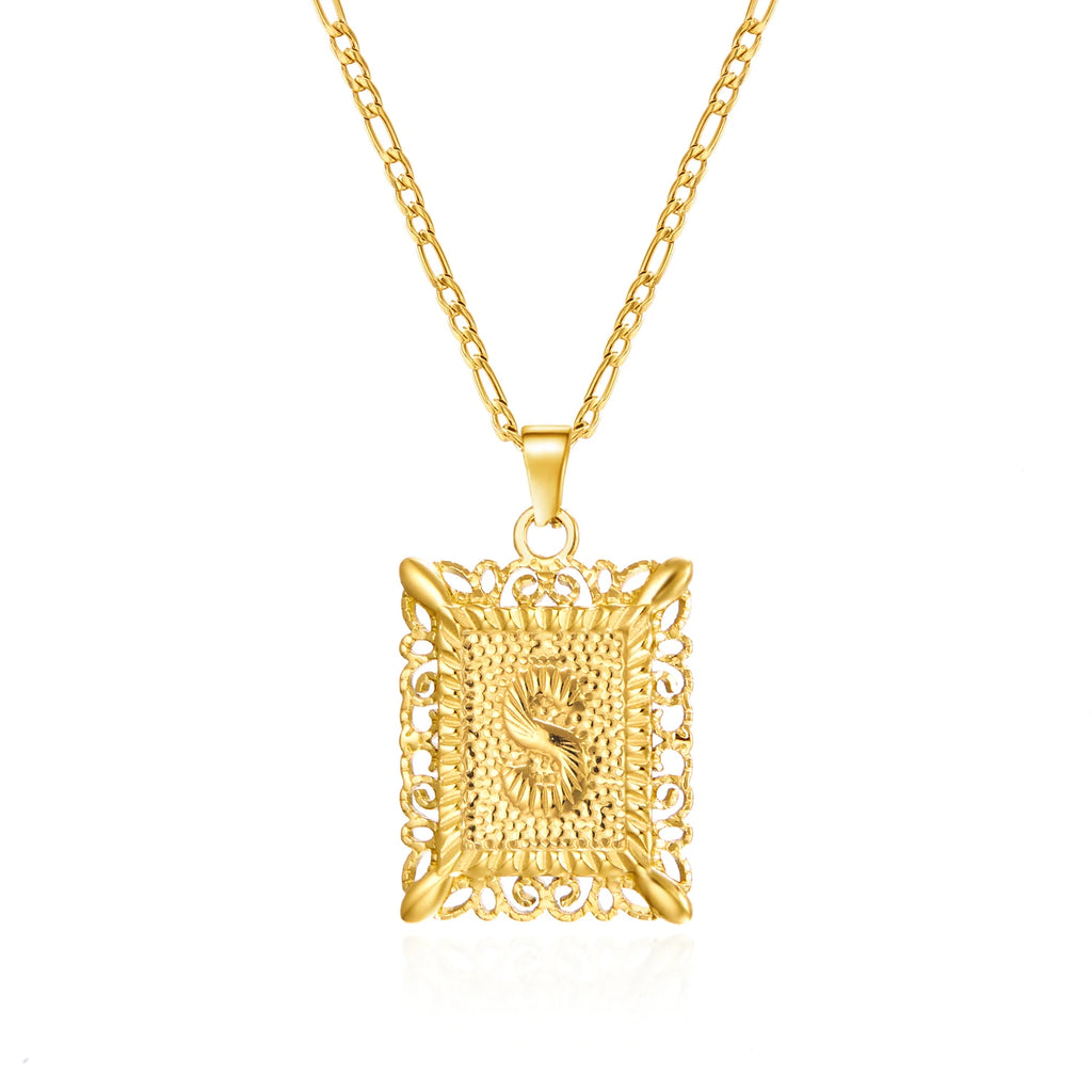 Stainless Steel Initial Letter Necklace For Women Men 2025 New Stylish Square Pendant Necklace Birthday Party Jewelry Gifts