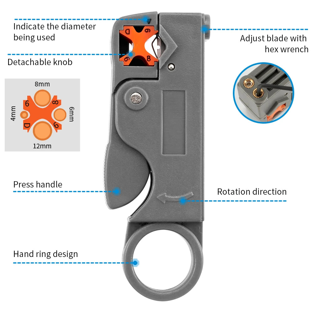 Coaxial Cable Crimping Pliers Set RG6 RG59 Wire Stripper Crimper Tool Kit 10pcs RG6 F-type Compression Connectors