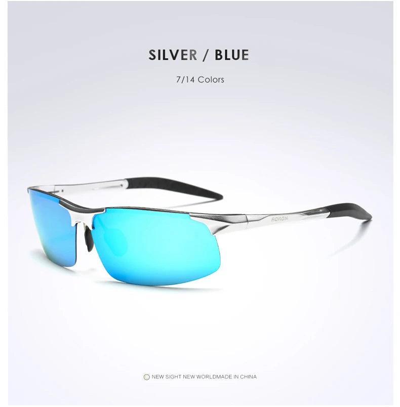 AORON Driving Polarized Sunglasses Men Aluminum Magnesium Frame Sport Sun Glasses Driver Sunglass UV400 Anti-Glare