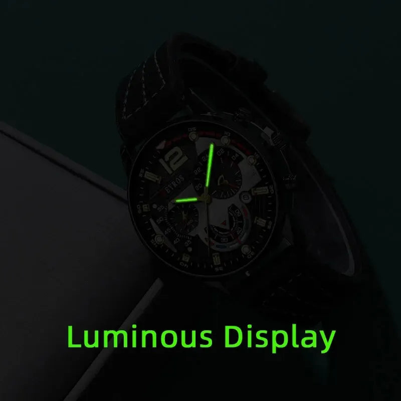 3PCS Set Fashion Mens Watches Luxury Black Leather Quartz Wristwatch Calendar Date Men Business Casual Watch Bracelet Necklace