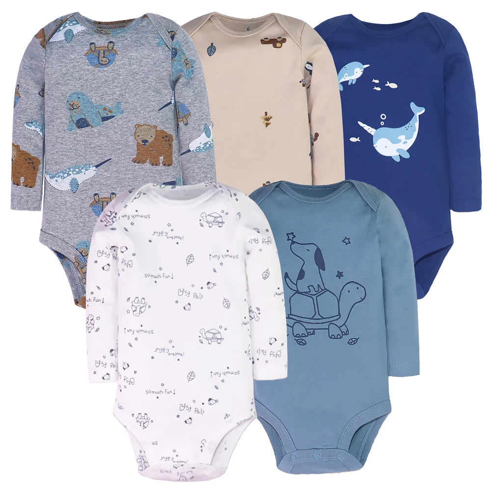 Spring Autumn Baby Bodysuits 3/4/5PCS Long Sleeve Baby Boy Girl Clothes 100% Cotton Newborn Body Infant 0-24Month Bebe Jumpsuit