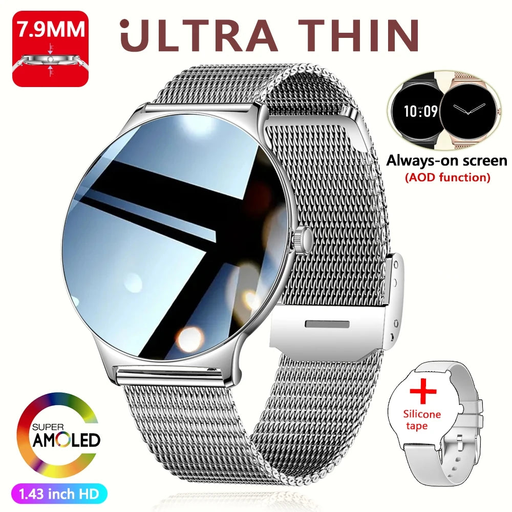 ChiBear Ultra Thin Fashion Smart Watch Women Screen Always Display Time Sports Bracelet Bluetooth Call AMOLED Smartwatch Woman