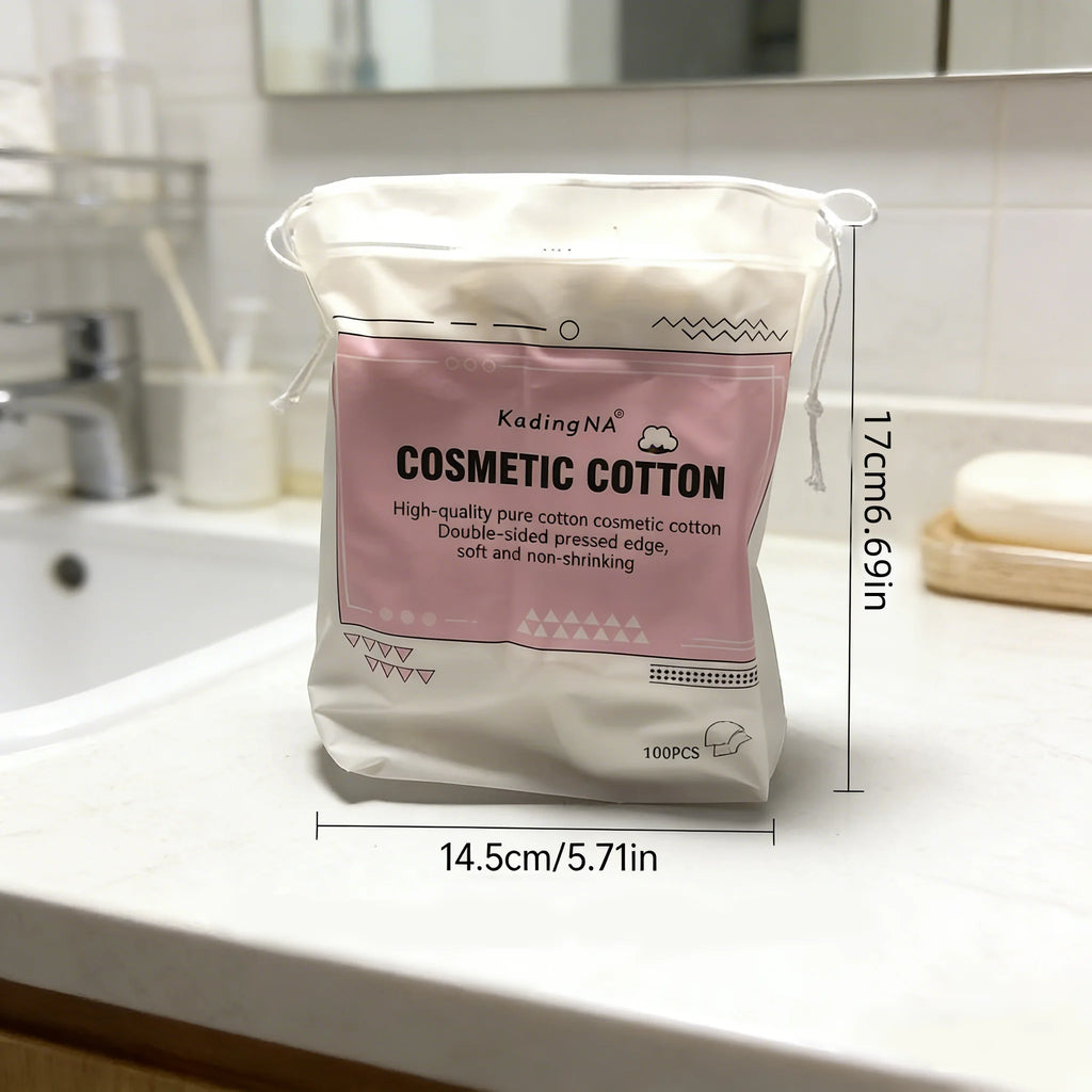 100 pieces of double-sided cotton makeup pads, thick-edged removal pads, providing gentle and comfortable daily skincare.