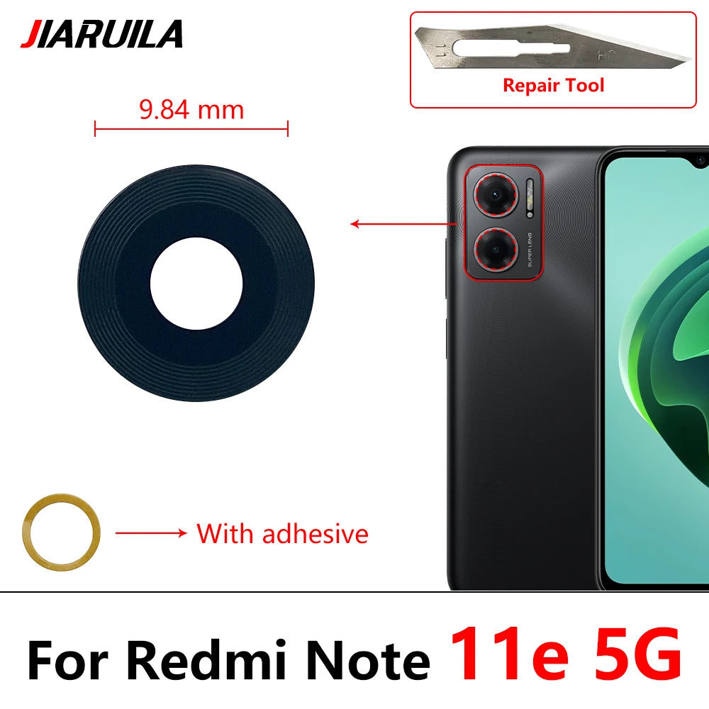 2PCS，NEW Back Rear Camera Glass Lens with Sticker Replacement Repair For Xiaomi Redmi Note 11T 11 10T 5G 10S 10 Pro Plus 5G