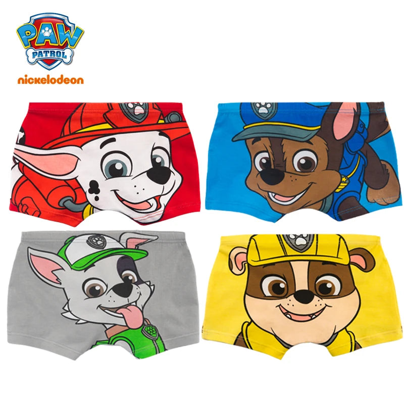 4PCS/Set 100% Genuine Paw Patrol KID's Printed Underpants Chase Rocky Marshall Rubble Briefs Underwear Boys Girls Birthday Gift