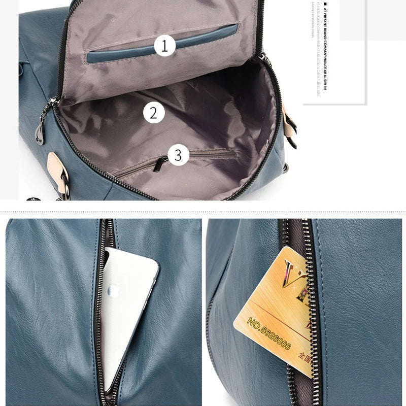 Luxury Designer Soft Leather Women Backpack High Qualtiy Durable Leather Backpack Fashion Large Capacity Female Travel Backpack