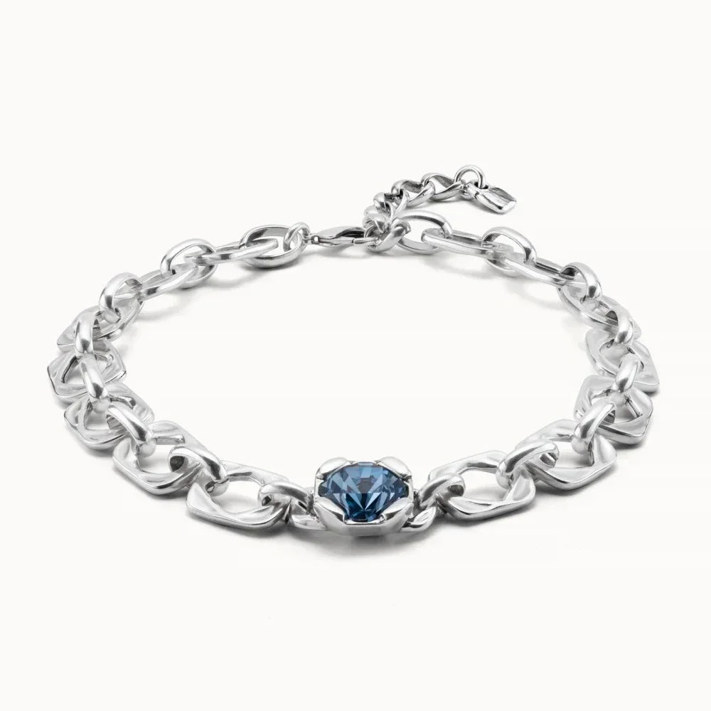 Summer New High-quality Classic Blue Crystal Chain Necklace, Women's Collarbone Chain Accessories, Gifts for Friends' Banquets
