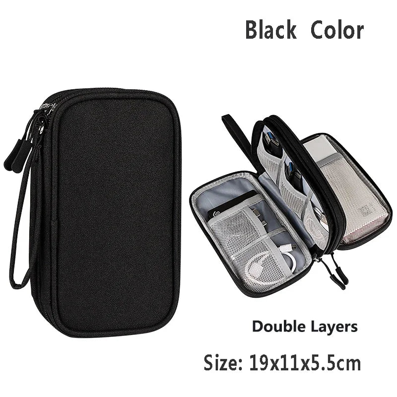 Home Office Cable Organizer Bag, Portable Travel Digital Storage Case for USB Charger Headset