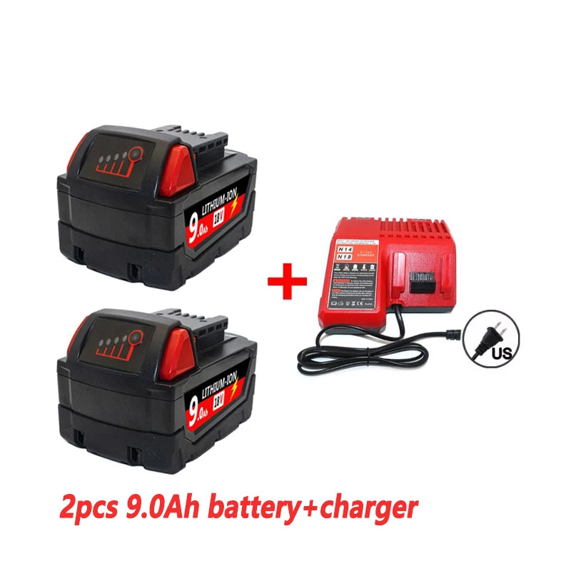 For Milwaukee M18 Power Tool Battery, Charger, BR, XC, 18V 6.0Ah M18B5, 48-11-1860, Milwaukee 18V Battery Built-in 18650 Battery