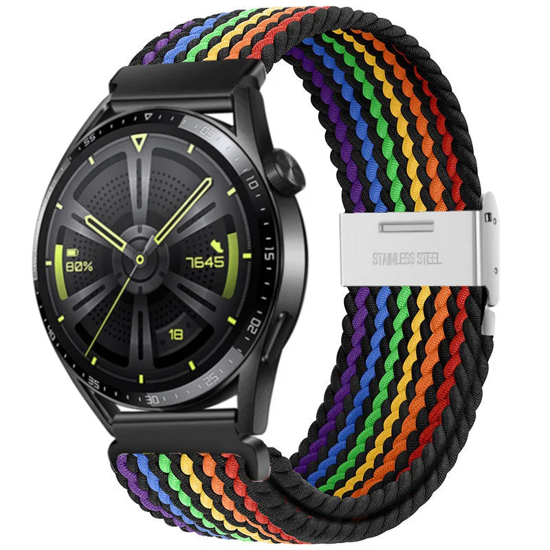 22mm 20mm Nylon Strap For Samsung Galaxy Watch 6 5 4/Gear S3 Magnetic Buckle Metal Adjustment Band For Huawei IWatch 4 GT2/3 Pro