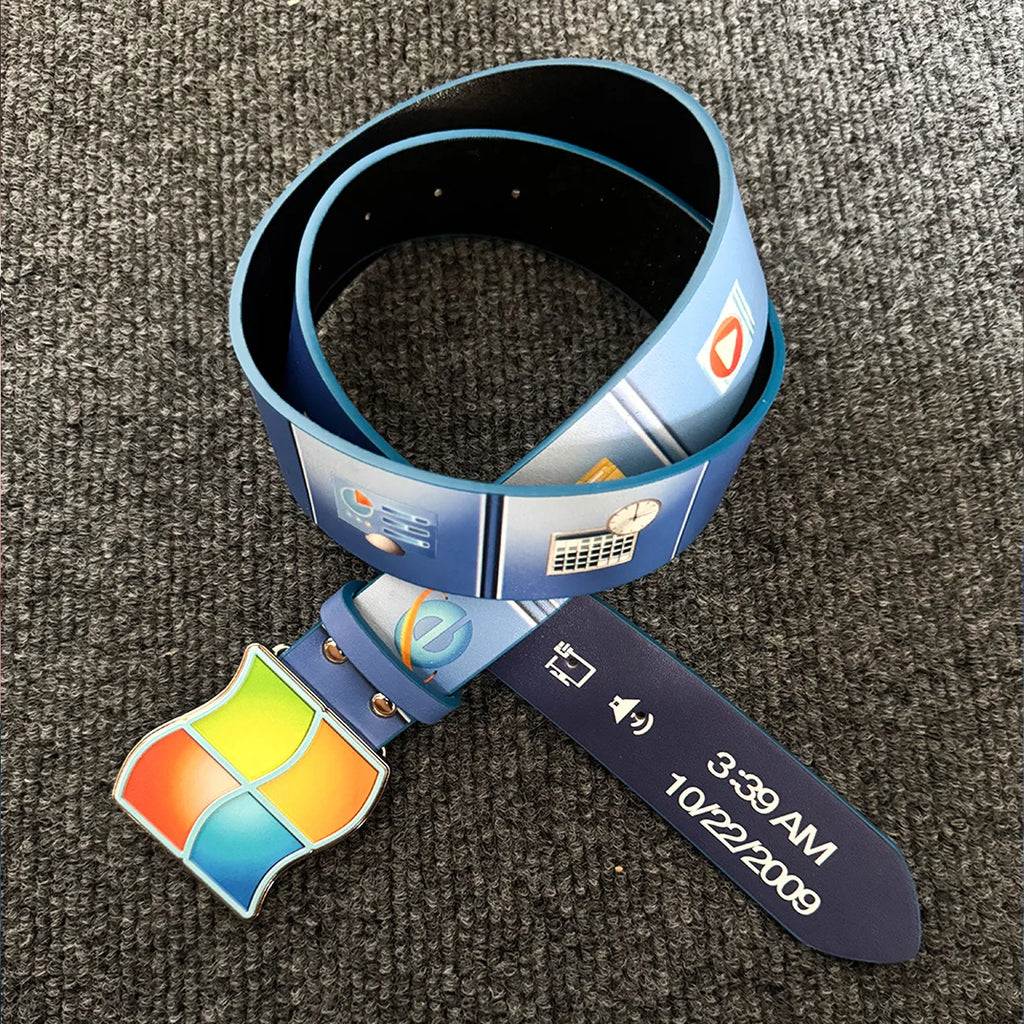 2.8cm Creative Retro Windows7 Taskbar Design Belt Unisex Y2K Men Women Internet Explorer Vintage Waist Belt for Streetwear Jeans