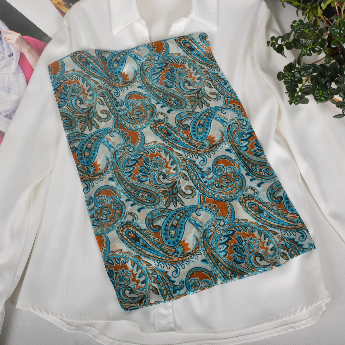 BYSIFA| Ultralarge Blue White 100% Mulberry Silk Scarf Beach Wrap Brand Female Long Scarves New Paisley Design Silk Scarf Shawl