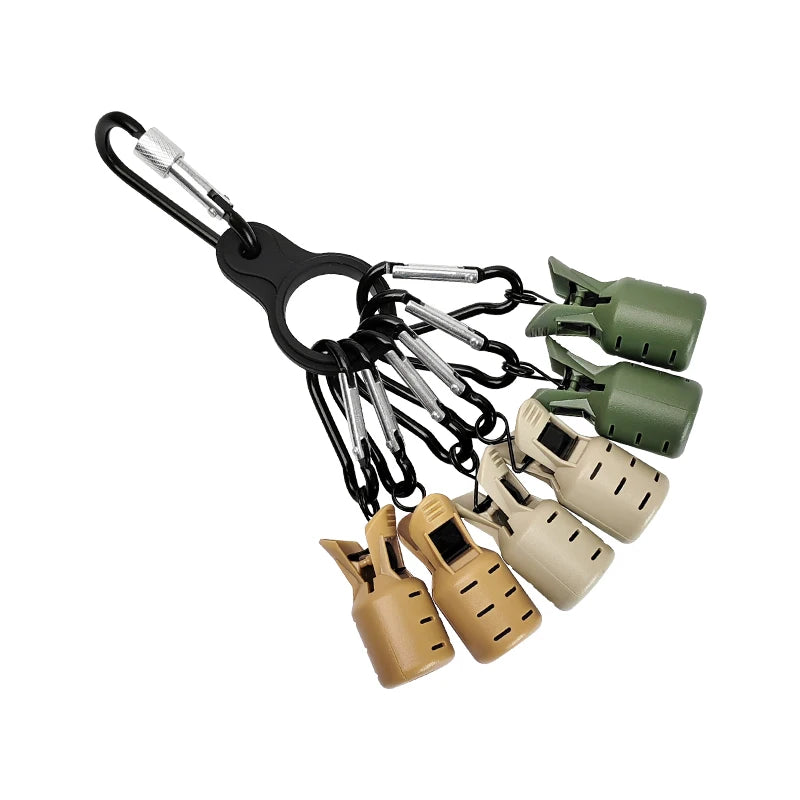 New Squid Jig Bait Protector Kit Size M 6pcs Webfoot Octopus Egi Hooks Cover Cuttlefish Umbrella Lure Cap with Carabiner
