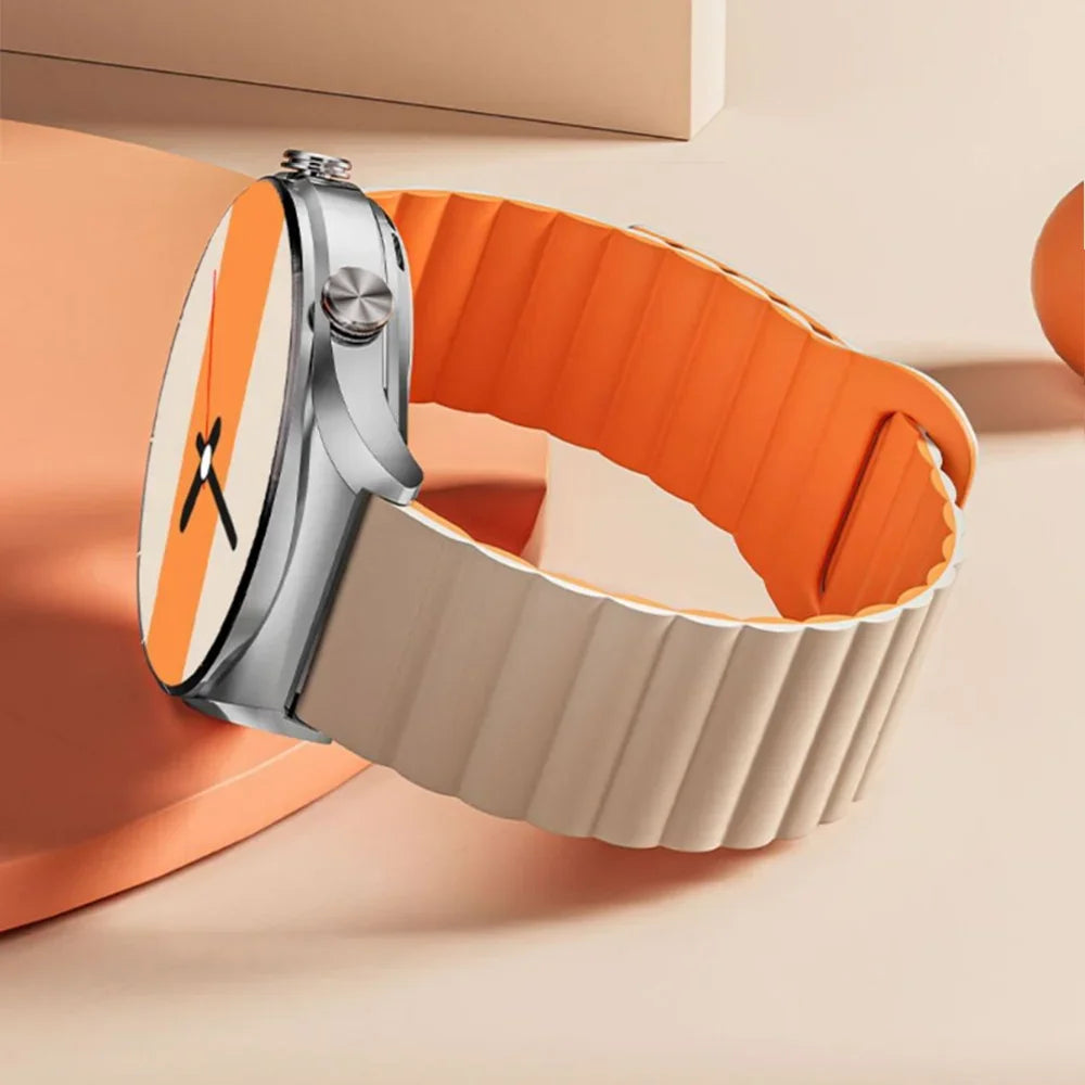20mm 22mm Magnetic Loop band For Samsung Galaxy watch 6/5 pro/4/Classic/active 2 Silicone link bracelet huawei GT 2-2e 3-4 strap