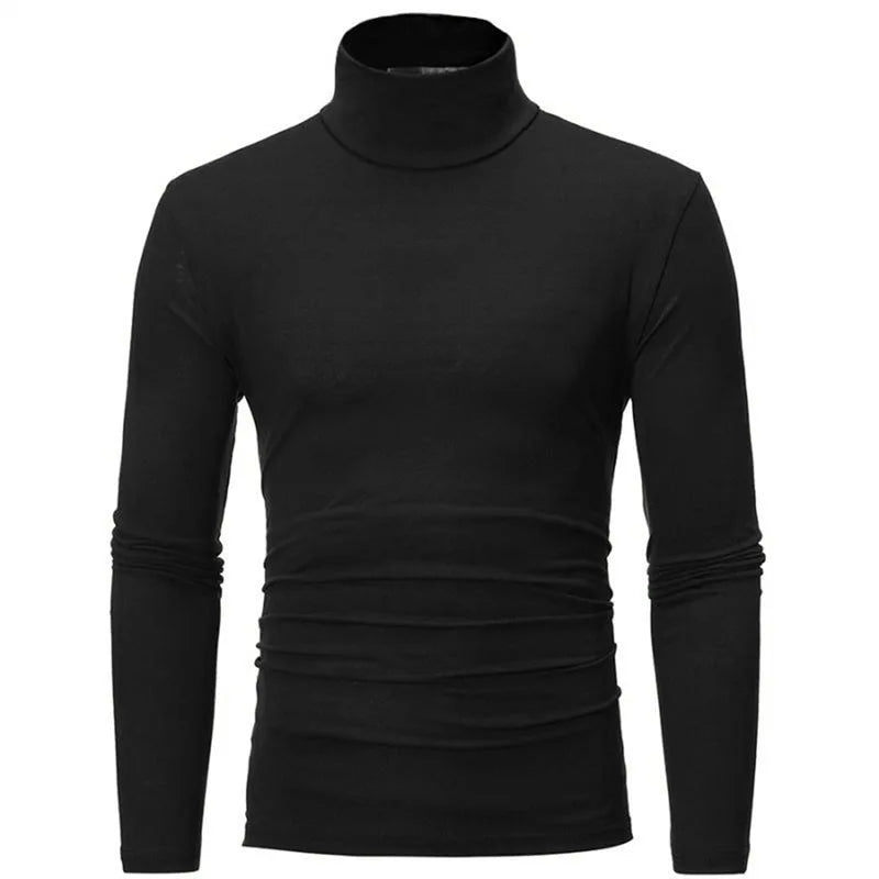 Autumn  Winter Men's High Neck T-shirt Slim Fit Fashion High Elastic Long Sleeve Casual Breathable Apparel Pullover