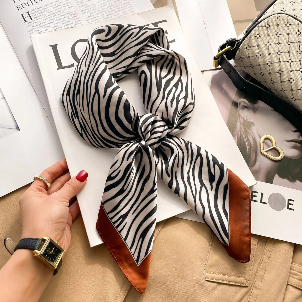 Luxury Design Silk Shawl Square Scarf For Women Satin Hijab Fashion Wraps Neckerchief Female Hair Bands Ribbon Headband Bandana